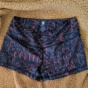 Feed me fight me coffee booty shorts